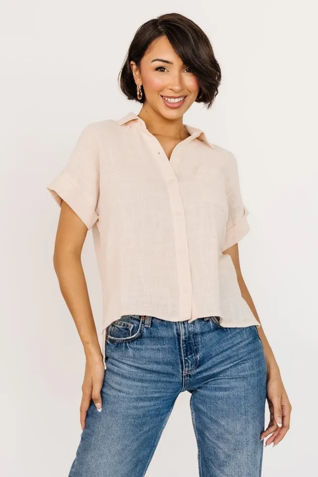 Hammond Short Sleeve Top Natural Women Baltic Born Blouses Shirts