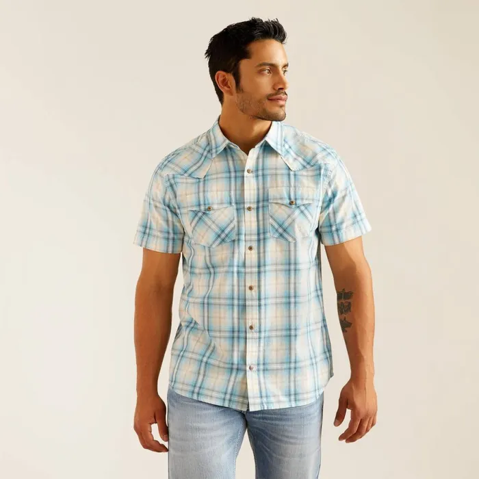 Harold Retro Fit Shirt Egret Men Ariat Button Down Shirts