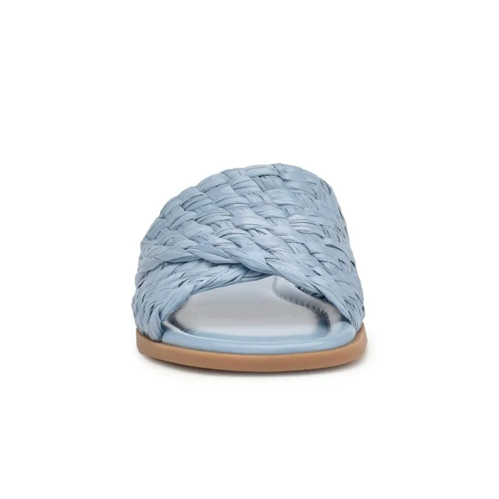 Havah Flat Slide Sandals Mist Blue Women Nine West Flats Havah Flat Slide Sandals Mist Blue Women Nine West Flats