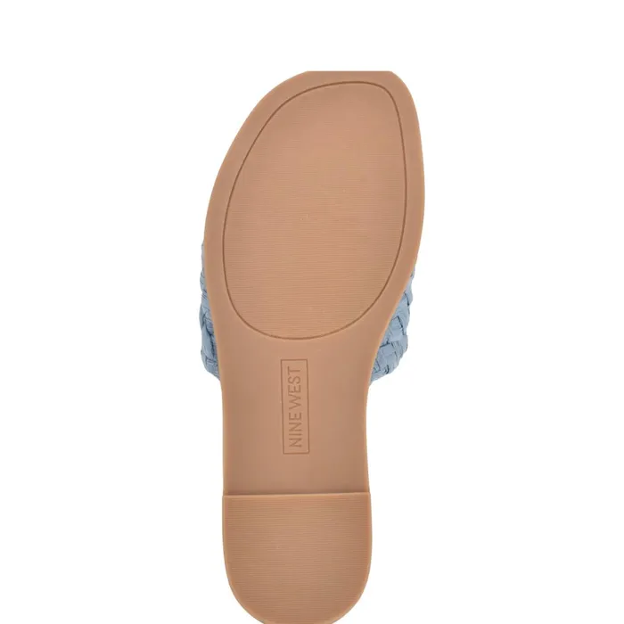 Havah Flat Slide Sandals Mist Blue Women Nine West Flats Havah Flat Slide Sandals Mist Blue Women Nine West Flats