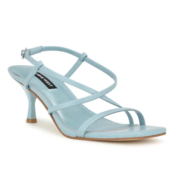 Haya Strappy Sandals Light Blue Women Nine West Low Heel Haya Strappy Sandals Light Blue Women Nine West Low Heel