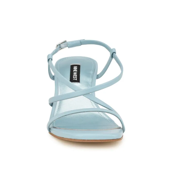 Haya Strappy Sandals Light Blue Women Nine West Low Heel Haya Strappy Sandals Light Blue Women Nine West Low Heel