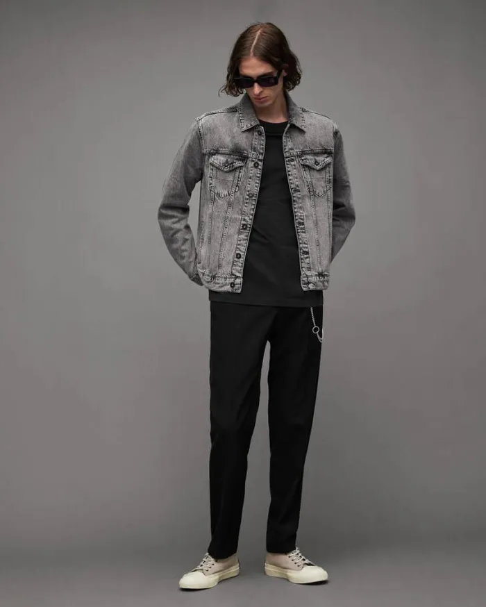 Hebden Denim Trucker Jacket Grey Men AllSaints Jackets and Coats