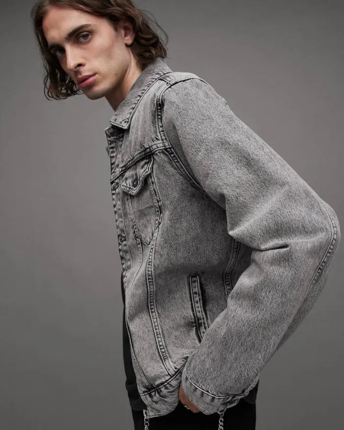 Hebden Denim Trucker Jacket Grey Men AllSaints Jackets and Coats