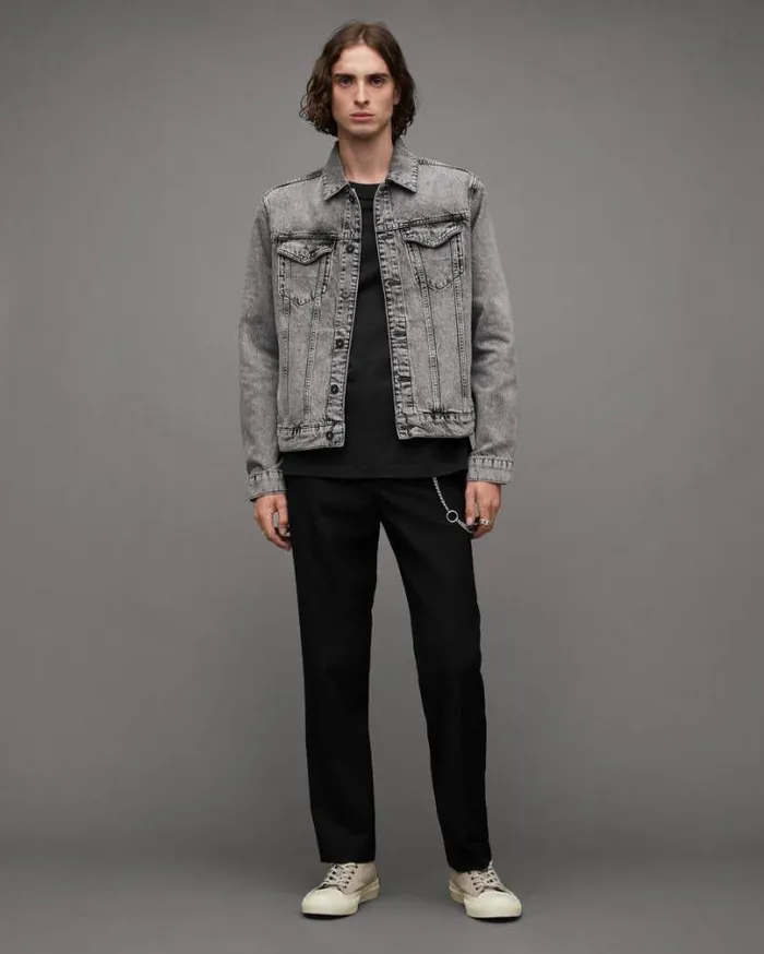 Hebden Denim Trucker Jacket Grey Men AllSaints Jackets and Coats