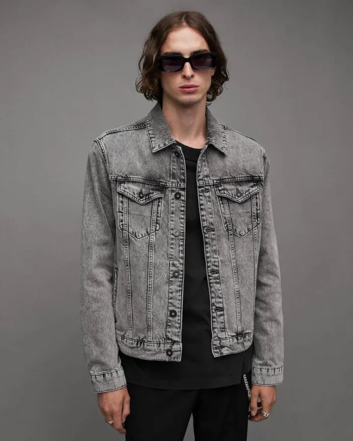 Hebden Denim Trucker Jacket Grey Men AllSaints Jackets and Coats