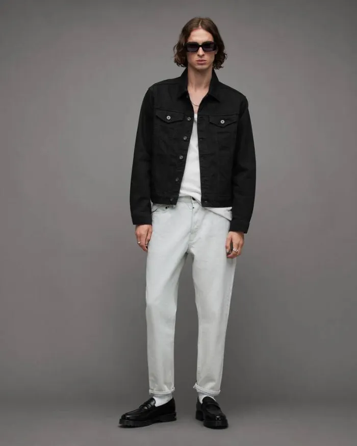 Hebden Denim Trucker Jacket Jet Black Men AllSaints Jackets and Coats