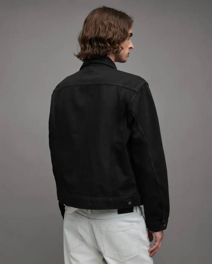 Hebden Denim Trucker Jacket Jet Black Men AllSaints Jackets and Coats
