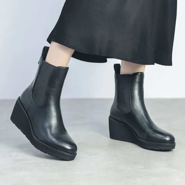 Heeled And Wedge Boots Women Moda In Pelle Allby Black Porvair