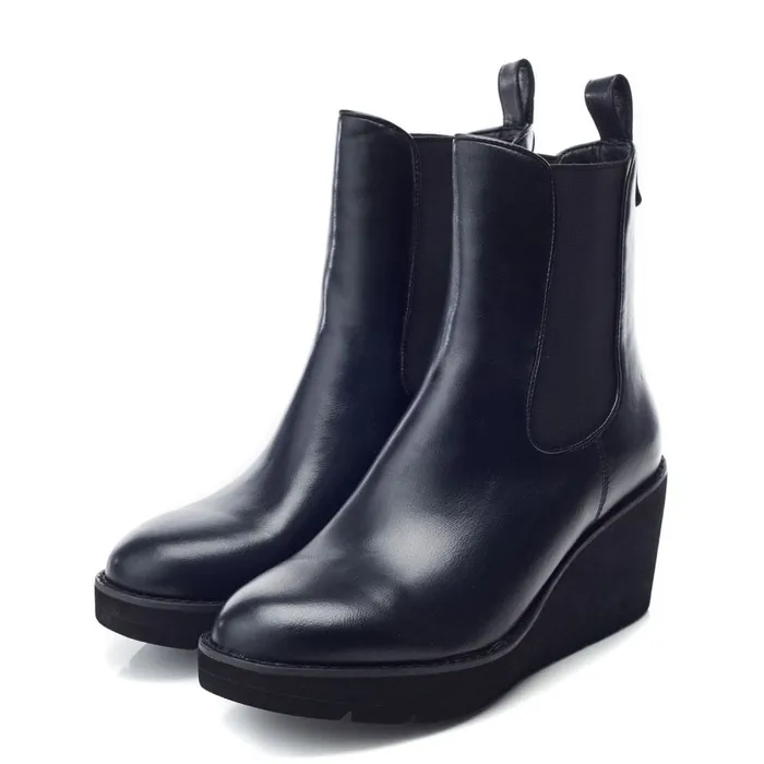 Heeled And Wedge Boots Women Moda In Pelle Allby Black Porvair