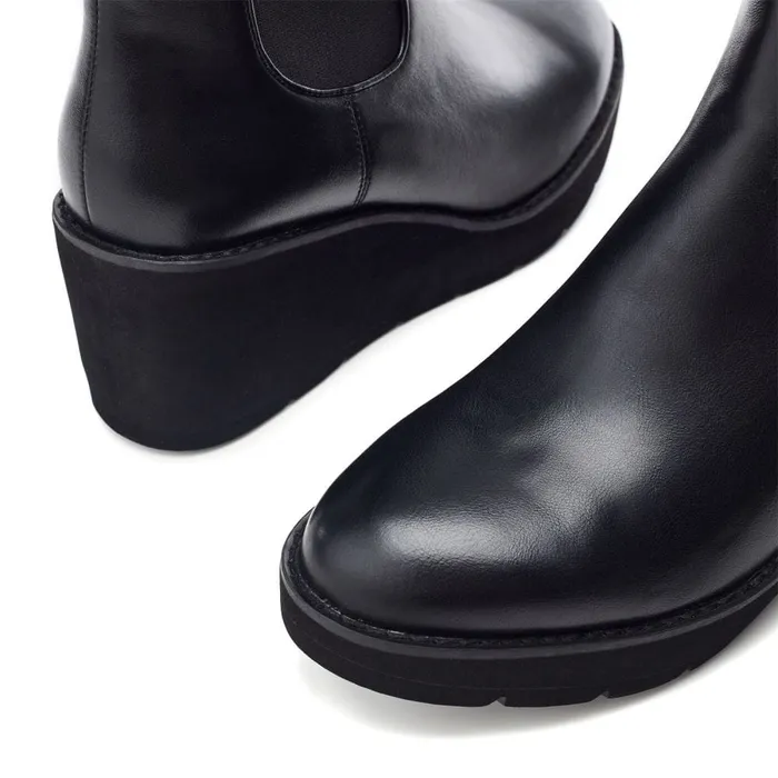Heeled And Wedge Boots Women Moda In Pelle Allby Black Porvair