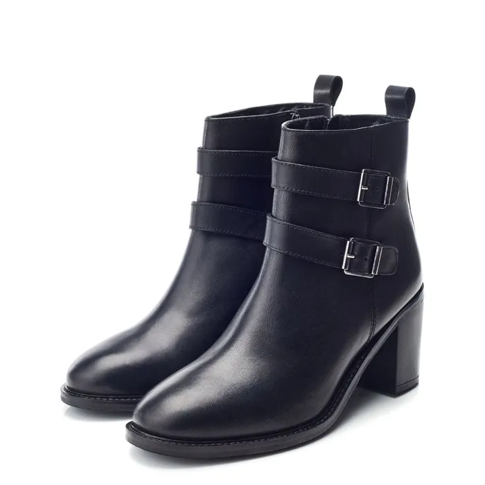 Heeled And Wedge Boots Women Moda In Pelle Bsoleful BAstoria Black Leather
