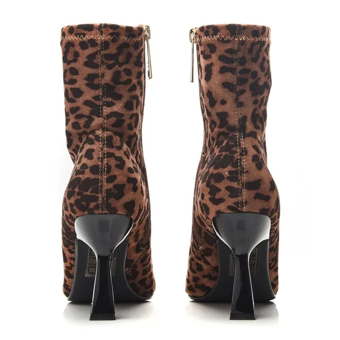Heeled And Wedge Boots Women Moda In Pelle Evermore Leopard Textile