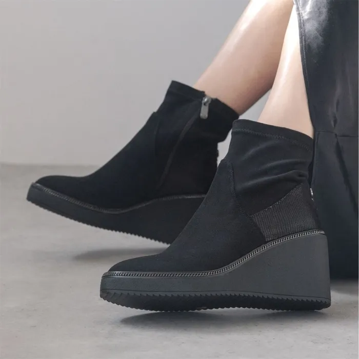 Heeled And Wedge Boots Women Moda In Pelle Kallie Black Alcantara