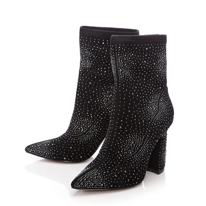 Heeled And Wedge Boots Women Moda In Pelle Kora Black Suede