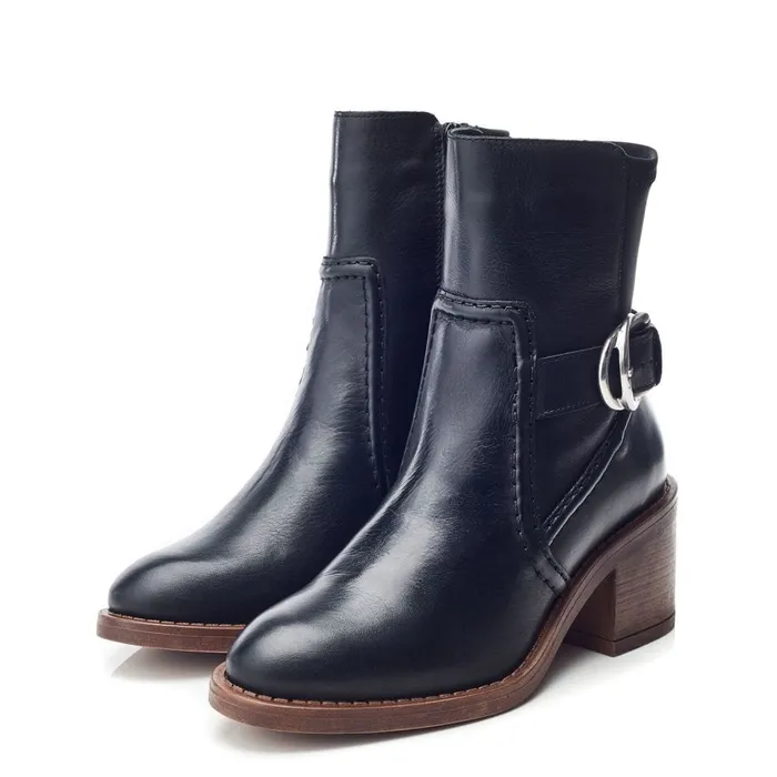 Heeled And Wedge Boots Women Moda In Pelle Paris Black Leather