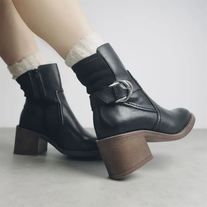 Heeled And Wedge Boots Women Moda In Pelle Paris Black Leather