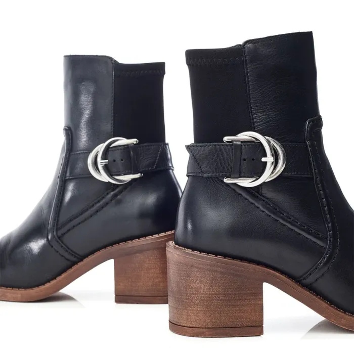 Heeled And Wedge Boots Women Moda In Pelle Paris Black Leather