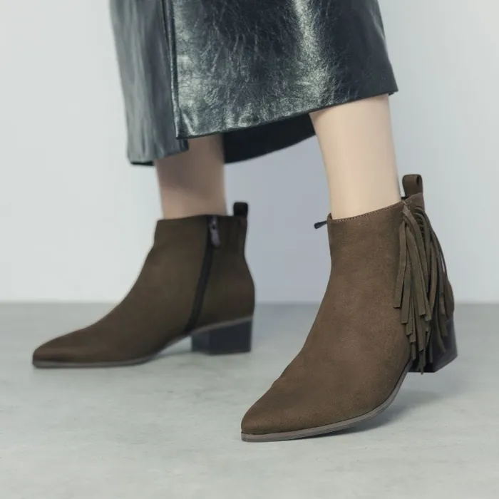 Heeled And Wedge Boots Women Moda In Pelle Pichon Khaki Alcantara