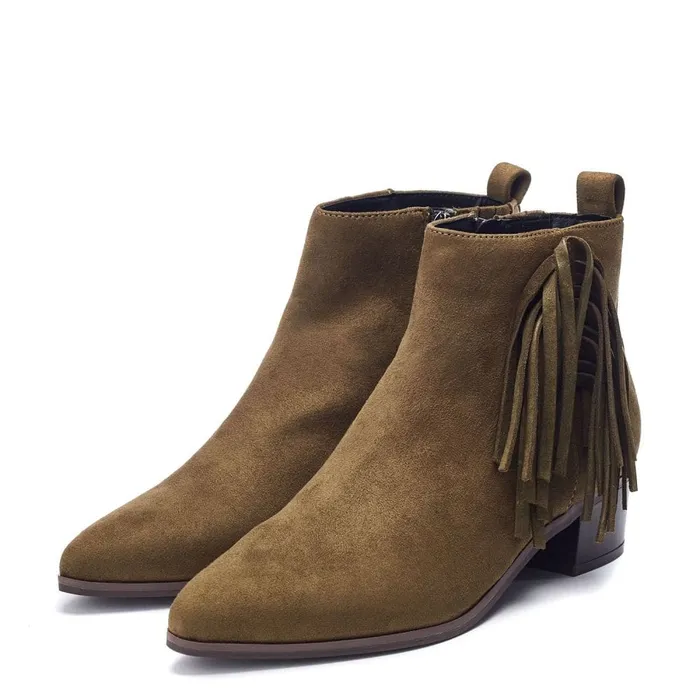 Heeled And Wedge Boots Women Moda In Pelle Pichon Khaki Alcantara