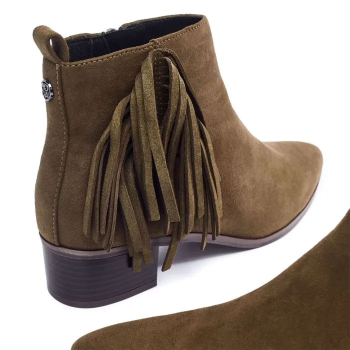 Heeled And Wedge Boots Women Moda In Pelle Pichon Khaki Alcantara