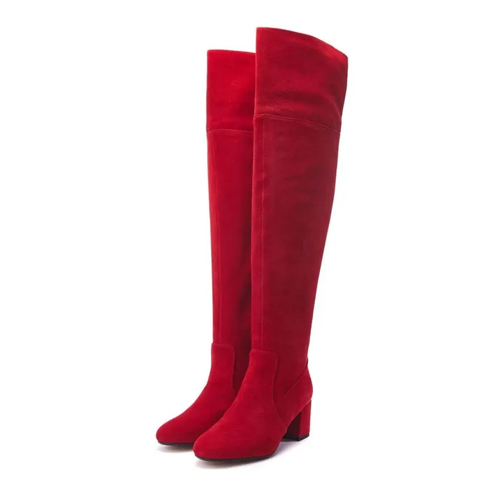 Heeled And Wedge Boots Women Moda In Pelle Retta Red Suede