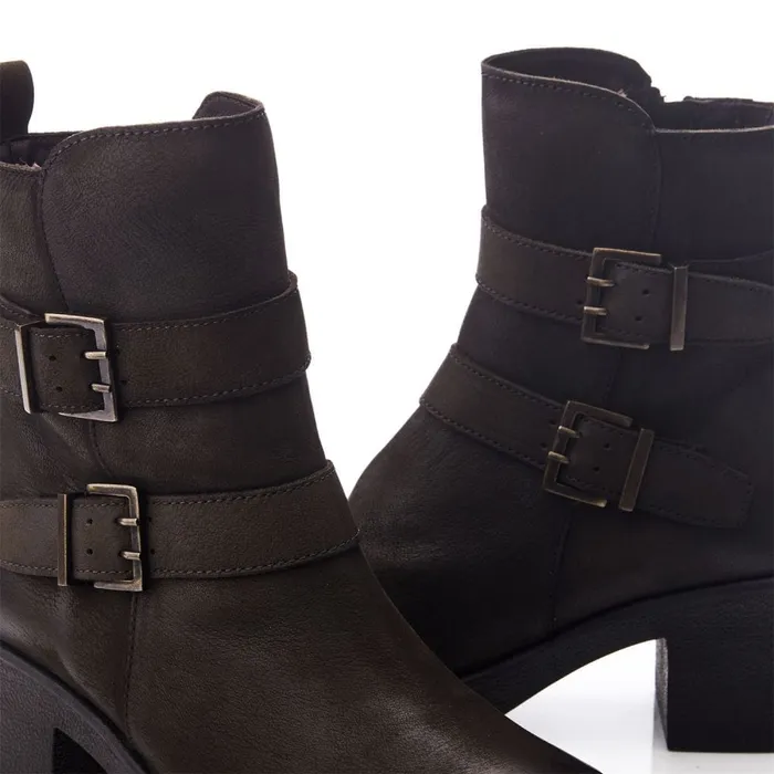 Heeled And Wedge Boots Women Moda In Pelle Shoon Sh Sagitta Olive Nubuck