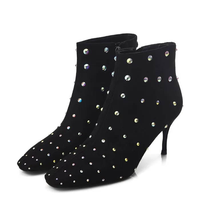Heeled And Wedge Boots Women Moda In Pelle Wenoa Black Alcantara