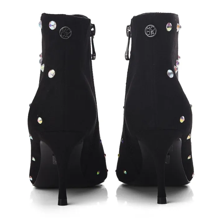 Heeled And Wedge Boots Women Moda In Pelle Wenoa Black Alcantara