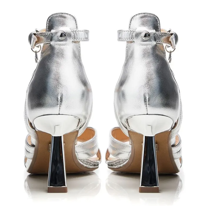 Heeled Sandals Women Moda In Pelle Livelia Silver Leather