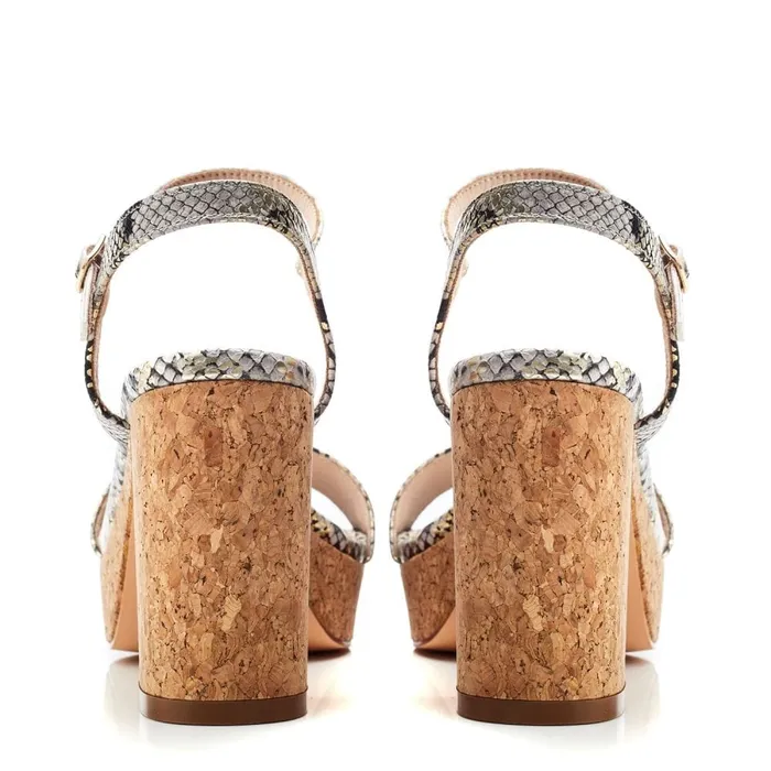 Heeled Sandals Women Moda In Pelle Lysha Natural 8211 Gold Snake Print