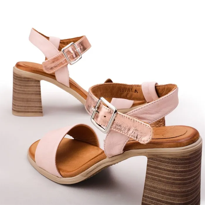 Heeled Sandals Women Moda In Pelle Maila Cameo Leather