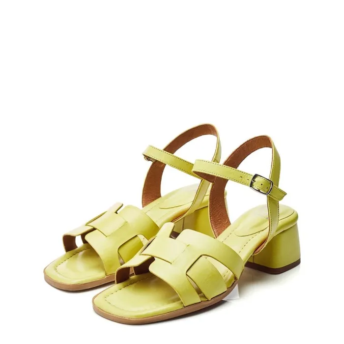 Heeled Sandals Women Moda In Pelle Mariie Lime Green Leather