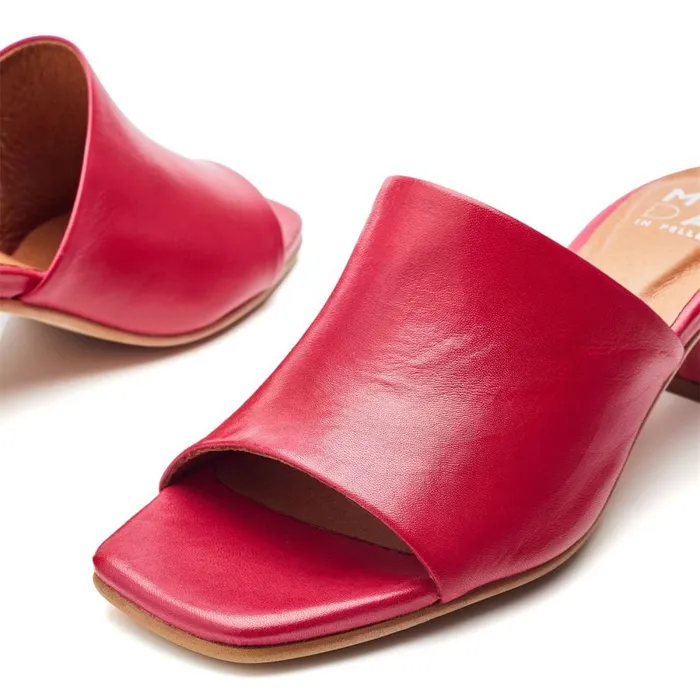 Heeled Sandals Women Moda In Pelle Mikia Raspberry Leather