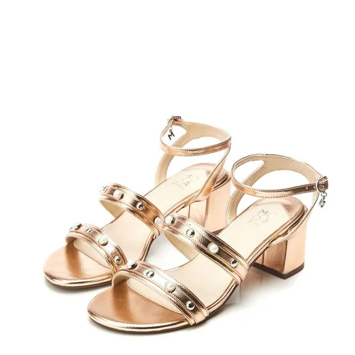 Heeled Sandals Women Moda In Pelle Morrila Rose Gold Porvair