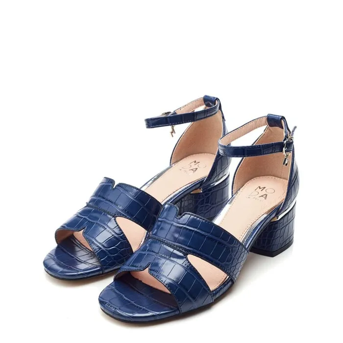 Heeled Sandals Women Moda In Pelle Nafiah Navy Porvair