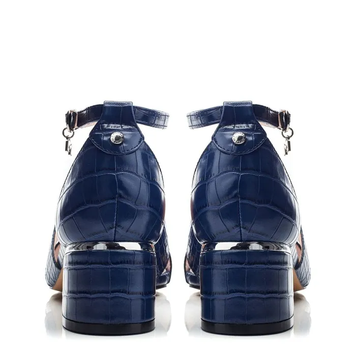 Heeled Sandals Women Moda In Pelle Nafiah Navy Porvair