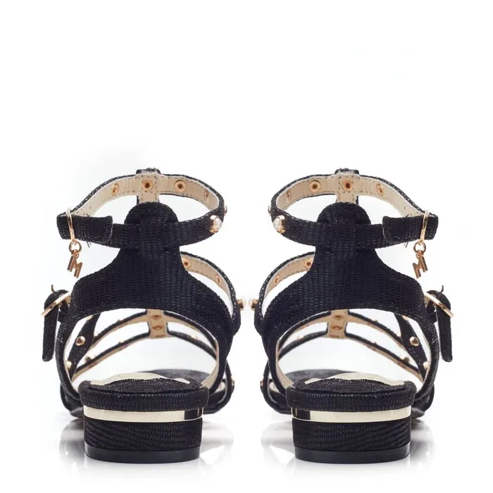 Heeled Sandals Women Moda In Pelle Olaino Black Lizard Heeled Sandals Women Moda In Pelle Olaino Black Lizard