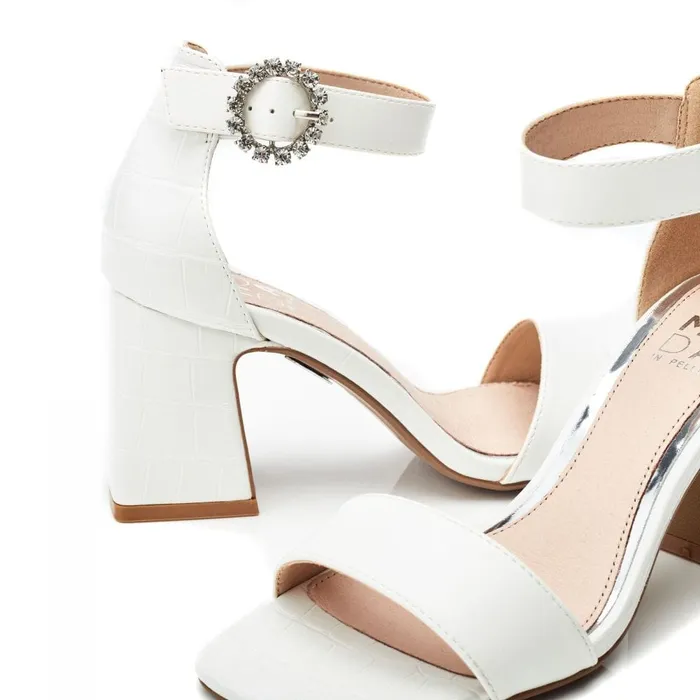Heeled Sandals Women Moda In Pelle Scilla White Porvair