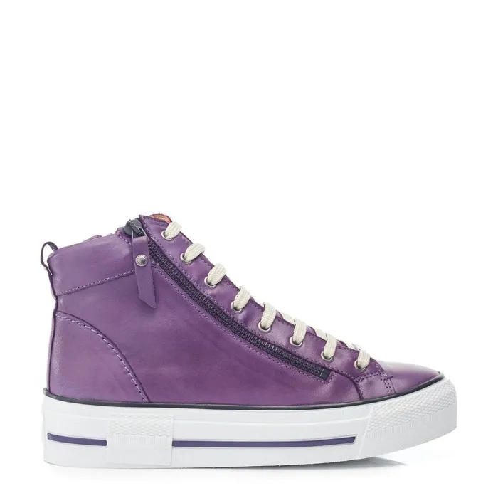 HighTop Trainers Women Moda In Pelle Annaken Purple Leather