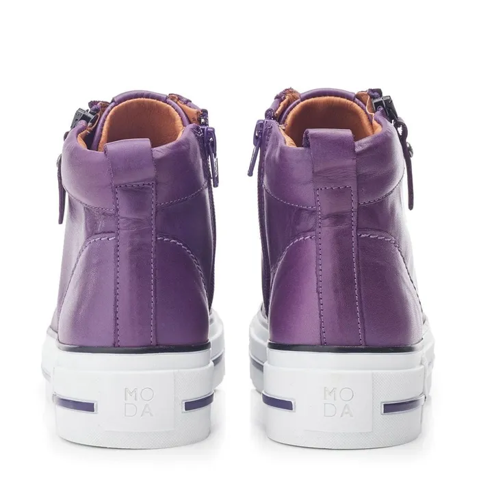 HighTop Trainers Women Moda In Pelle Annaken Purple Leather