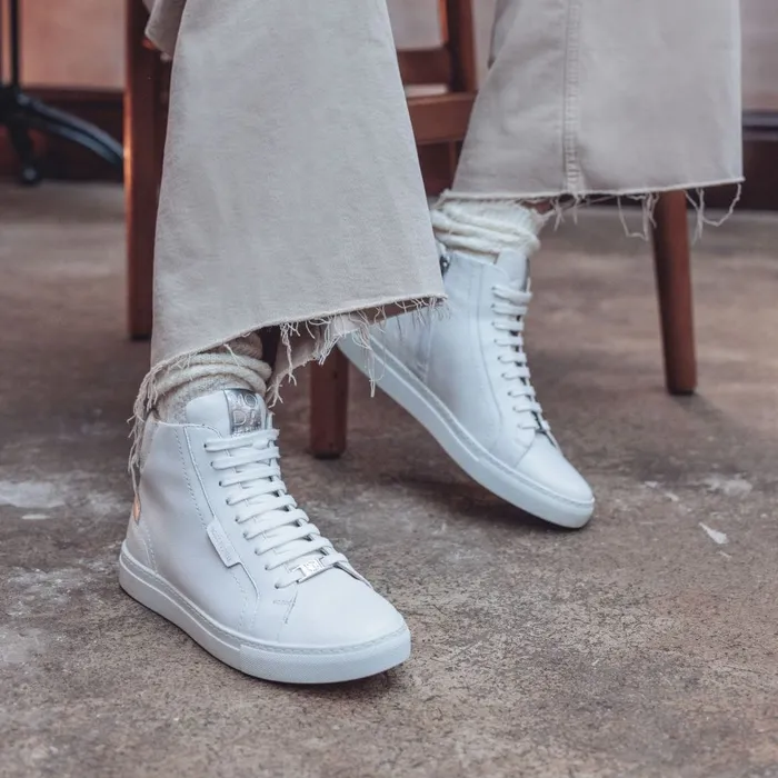 HighTop Trainers Women Moda In Pelle Aya White Nappa