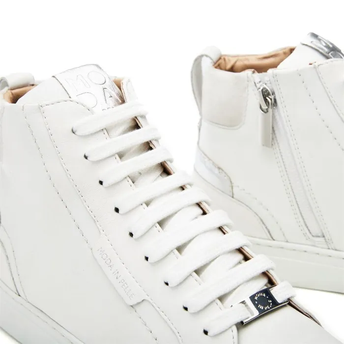 HighTop Trainers Women Moda In Pelle Aya White Nappa