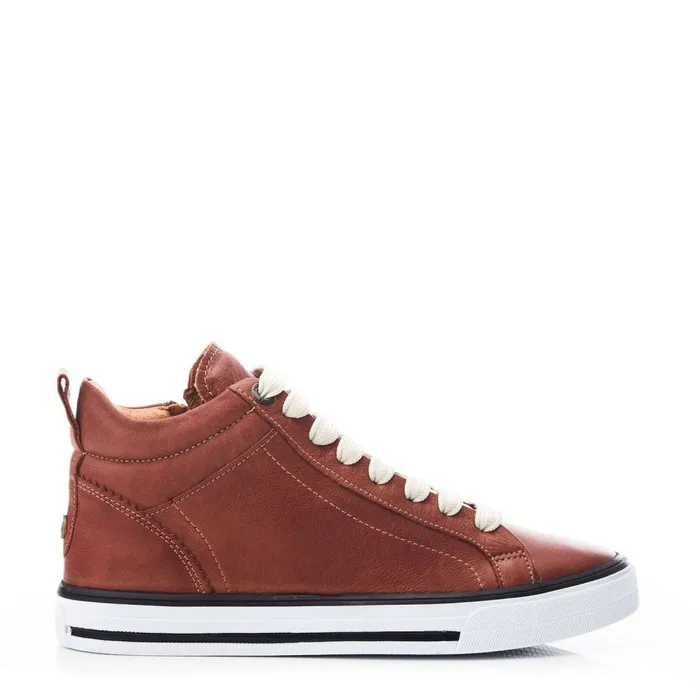 HighTop Trainers Women Moda In Pelle Blaize Tan Leather