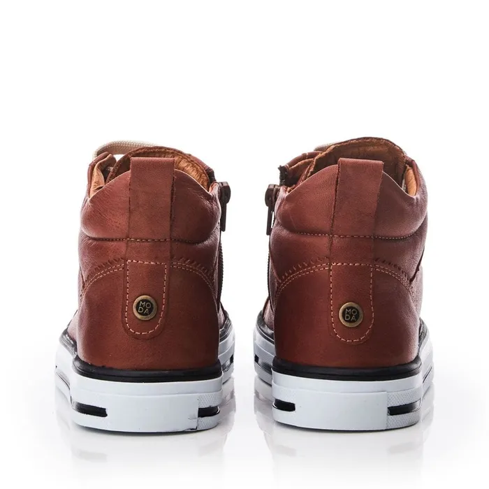 HighTop Trainers Women Moda In Pelle Blaize Tan Leather