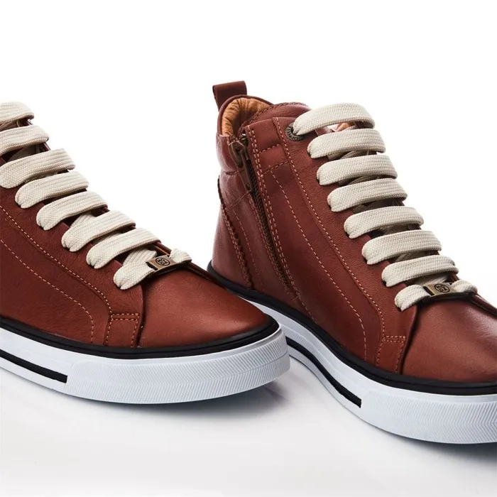 HighTop Trainers Women Moda In Pelle Blaize Tan Leather