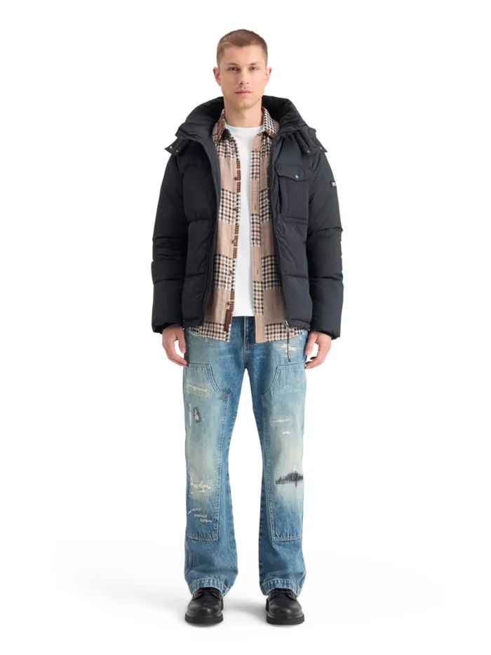 HOODED PUFFER JACKET Black Men Scotch and Soda Jackets and Coats