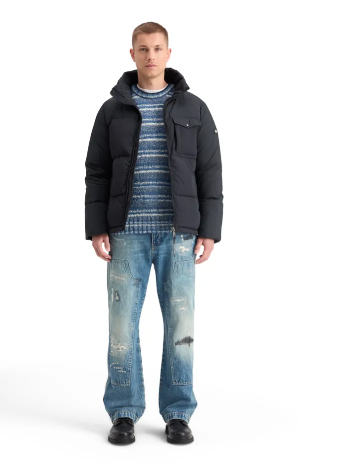 HOODED PUFFER JACKET Black Men Scotch and Soda Jackets and Coats