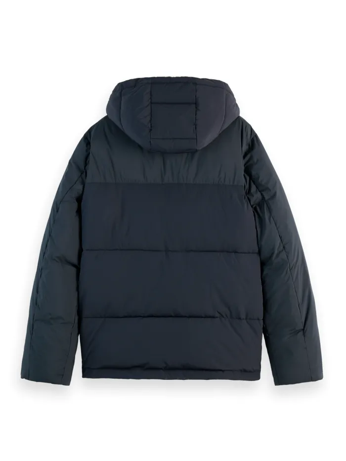 HOODED PUFFER JACKET Black Men Scotch and Soda Jackets and Coats