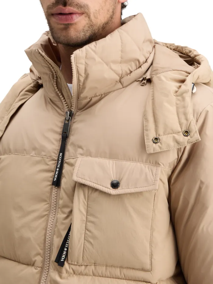 HOODED PUFFER JACKET Black Men Scotch and Soda Jackets and Coats